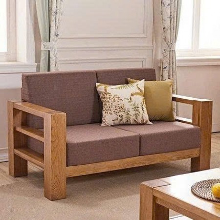 ChunKy White : Ghế Sofa Đôi Gỗ Sồi Kèm Nệm